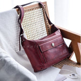 Womens burgundy Leather Satchel Bag Black Crossbody Satchel 