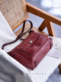 Womens burgundy Leather Satchel Bag Black Crossbody Satchel 