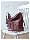 burgundy leather slouchy shoulder bag genuine leather crossbody bag with front pocket