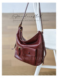 leather slouchy shoulder bag genuine leather crossbody bag with front pocket