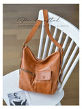 genuine leather crossbody bag with front pocket brown leather slouchy shoulder bag