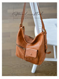 genuine leather crossbody bag with front pocket brown leather slouchy shoulder bag