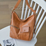 tan Genuine Leather Hobo Purse Leather Crossbody Bag With Front Pocket Womens