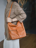 Brown Genuine Leather Hobo Purse Leather Crossbody Bag With Front Pocket Womens