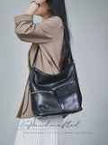 black Genuine Leather Hobo Purse Leather Crossbody Bag With Front Pocket Womens