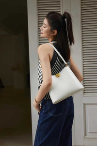 Women's Small Leather Hobo Bags White Leather Hobo Bag White Hobo Shoulder Bag