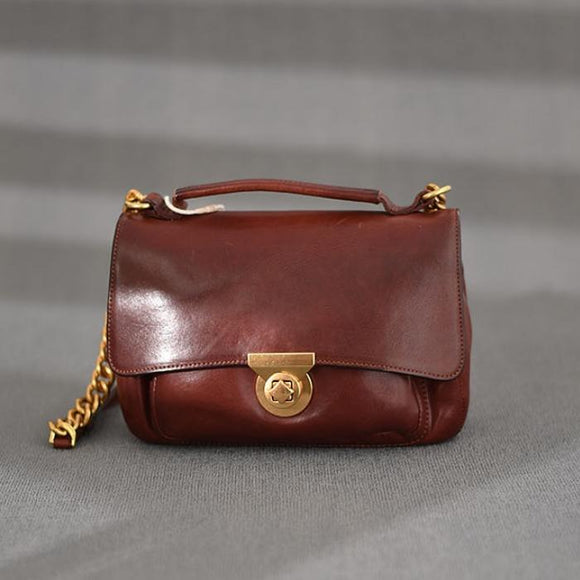 burgundy satchel chain bag crossbody Ladies Leather Satchel 