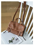 small genuine leather shoulder purse 
brown leather messenger bag women leather flap purse with strap