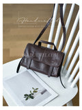 Small Genuine Leather Flap Crossbody Bag With Top Handle Leather Crossbody Purse Womens