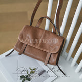 Small Genuine Leather Flap Crossbody Bag With Top Handle brown Leather Crossbody Purse Womens