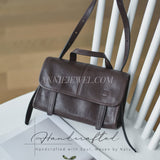 brown genuine leather flap shoulder bag women small brown leather flap bag