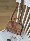 small genuine leather shoulder purse 
brown leather messenger bag women leather flap purse with strap