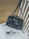 Small Genuine Leather Flap Crossbody Bag With Top Handle Leather Crossbody Purse Womens