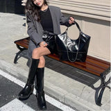 Womens Black Leather Tote Black Leather Purse With Chain Strap 