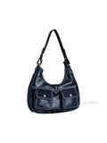 leather underarm bag two pockets
leather shoulder bag with double front pockets