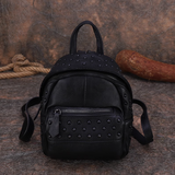 Small Retro Leather Backpack Bag Rivet Mini Leather Backpack