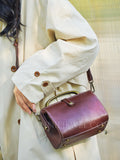Women's Doctor Style Purse Geniune Leather Mini Frame Bag crossbody Purse