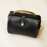 Women's Doctor Style Purse black Geniune Leather Mini Frame Bag Purse