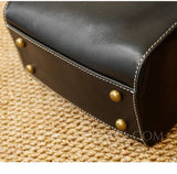 close-up details of Mini Leather Doctor Bag Vintage Leather Doctor Bag Small Vintage Leather Handbag