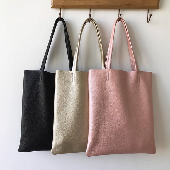 Simple Leather Tote Bag Genuine Leather Tote Bags For Women Soft Leather Tote Bag 