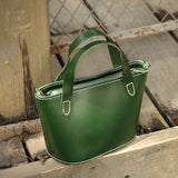 Women's small Leather Tote Bag With Zipper green Crossbody Small Leather Purse 