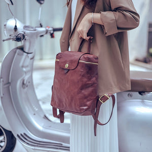 brown Leather Backpack Womens Small Leather Rucksack Womens 