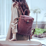 Genuine Leather Backpack Womens Small Leather Rucksack Womens