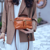 Brown Leather Vanity Purse Crossbody Bag Women's Satchel Purse