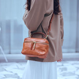 Brown Leather Vanity Purse Crossbody Bag Women's Satchel Purse