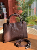 Small Genuine Leather Tote Bag With Zipper Womens Black Leather Handbag - Annie Jewel