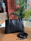 Small Genuine Leather Tote Bag With Zipper Womens Black Leather Handbag - Annie Jewel