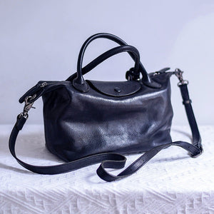 black leather tote handbag Soft Leather Tote With Zipper Womens 