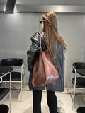 Niche Designer Genuine Leather Tote Soft Leather Bucket Tote Bag 