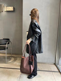 Niche Designer Genuine Leather Tote Soft Leather Bucket Tote Bag 