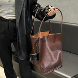 Niche Designer Genuine Leather Tote Soft Leather Bucket Tote Bag 