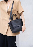 Black Leather Satchel Handbag womens black leather handbag