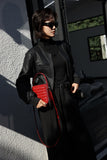 Woven Leather Zip Top Handbag Brown Leather Crossbody Box Bag Women