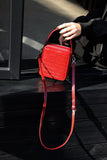 Woven Leather Zip Top Handbag Brown Leather Crossbody Box Bag Women