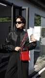 red intrecciato leather mini bag rectangular leather handbag double zipper womens