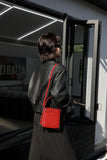 Woven Leather Zip Top Handbag Brown Leather Crossbody Box Bag Women