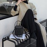 Genuine Leather Woven Satchel Bag Rectangular Woven Leather Handbag Womens