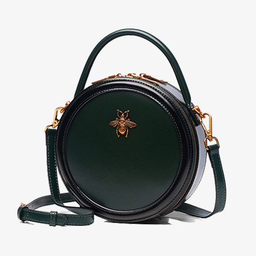 Leather circle discount crossbody bag
