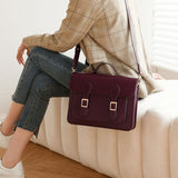 11" Leather Satchel Handbag For Women
