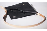 Black Leather Triangle Side Bag - Annie Jewel