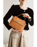 TAN Genuine Leather Satchel Bag For Ladies With Handle