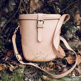 Small Full Grain Leather Canteen Bucket Bag - Annie Jewel