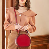 Leather Circle Crossbody Bag Purse - Annie Jewel