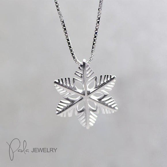 Necklace Silver Snowflake Cute Charm Pendant Choker Necklace Christmas Gift Jewelry Accessories Women - Annie Jewel