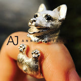 Cute Silver Corgi Puppy Dog Pet Ring Gift - Annie Jewel