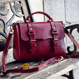 Womens Burgundy Leather Satchel Bags Purse - Annie Jewel